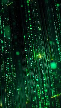Leaked information cascading through green code matrix background representing cyber intrusion and data theft