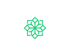 Obraz premium Abstract flower swirl logo icon design. Elegant premium linear logotype symbol.