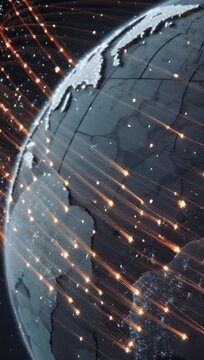 leaked information traveling across glowing global network lines illustrating worldwide cyber data breach