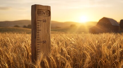 Harvest Wheat Field Wooden Financial Growth Chart