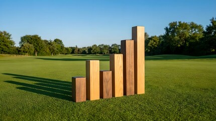 Golf Course Green Grass Wooden Success Graph