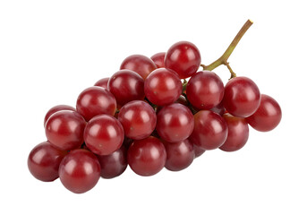 Fototapeta premium Bunch of ripe red grapes with a thin stem on a white background fruit bunch of grapes food