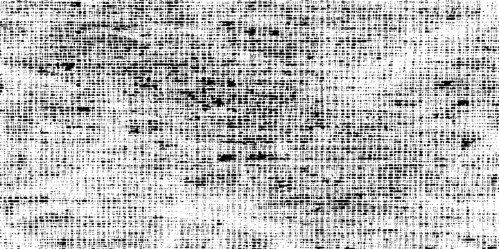 Seamless vector pattern design featuring an abstract geometric background of black pixel code and crossword text on a square tile texture for technology wallpaper