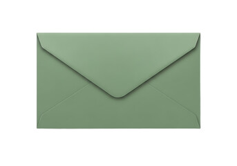 Closed sage green envelope with pointed flap and subtle shadow paper