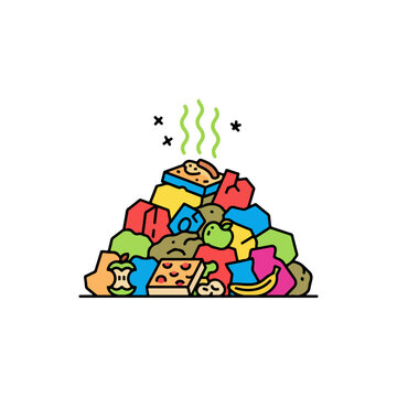 A large pile of garbage emitting a foul odor.