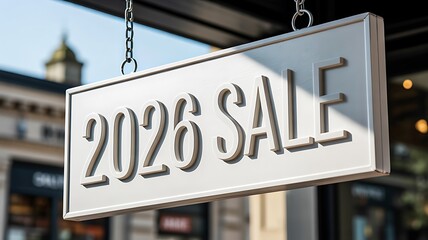 Obraz premium 2026 sale sign hanging outside modern retail store 