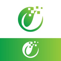 Modern Leaf Technology Integration Logo Design vector illustration
