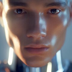 Extreme Close-Up of Futuristic Human Eyes, Cybernetic Technology and Digital Identity Concept