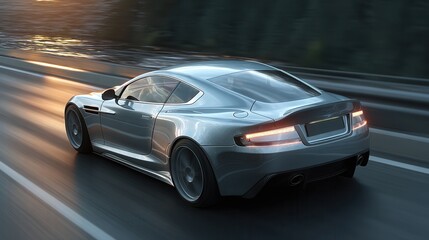 Naklejka premium High-performance sports car speeding with motion blur on road
