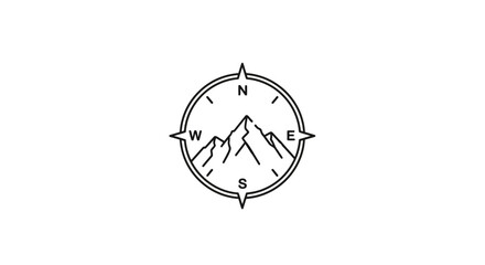 Compass with mountain landscape inside. © Edo