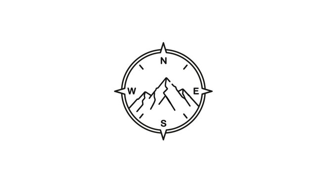 Compass with mountain landscape inside.
