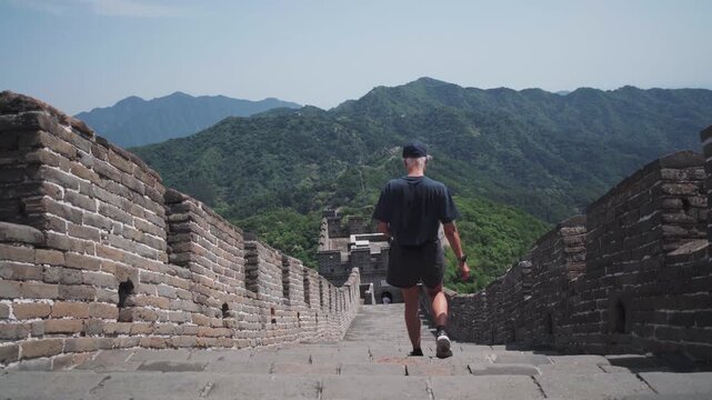 tourist on The Great Wall at Mutianyu near Beijing, China