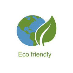 Obraz premium Eco Friendly Earth Icon with Green Leaf – Sustainable Environment and Environmental Protection Concept