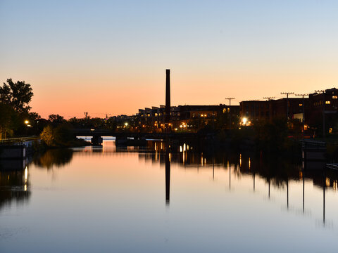 Montreal&rsquo;s Lachine Canal at Dusk Quebec, Canada