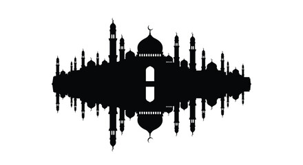 Naklejka premium Ramadan Mosque Silhouette Old Town Skyline