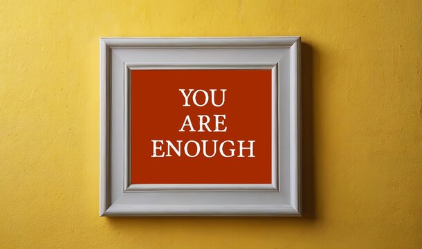Photo frame with affirmation  YOU ARE ENOUGH , positive self-talk to boost self esteem, build self-worth and develop self-respect