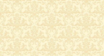 Elegant damask pattern in soft cream and gold tones