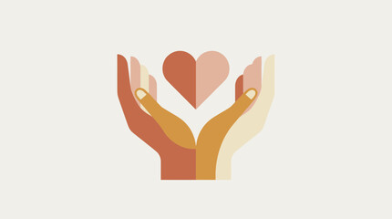 Obraz premium Diverse hands supporting a heart symbol