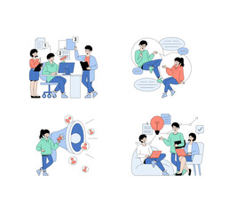 Team Collaboration in Vector Illustration with Business Tasks
