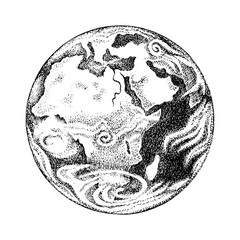 Earth planet hand drawn vector illustration © Marina Gorskaya