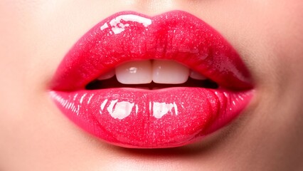 close up of pink lips