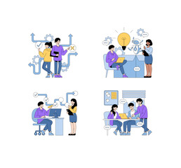 Collaboration and Brainstorming in Business Vector Set