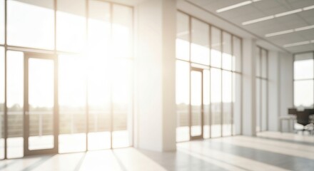 Fototapeta premium Sun-Drenched Serenity in Modern Architecture, Beautifully Illuminating the Interior Space.