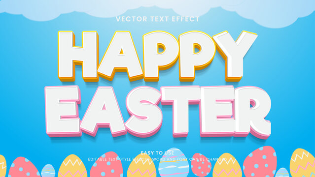 happy easter editable text effect 3d vector