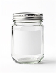 Blank Glass Jam Jar Isolated on White Background