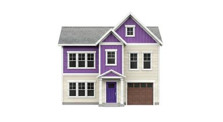 Modern Two-Story House with Purple and Cream Siding