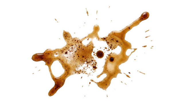 Splatter of coffee stain or espresso drop isolated on transparent background