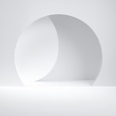Minimalist Geometric Composition with White Circle Tunnel on White Surface