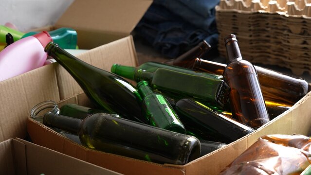 Glass bottle waste recycling point