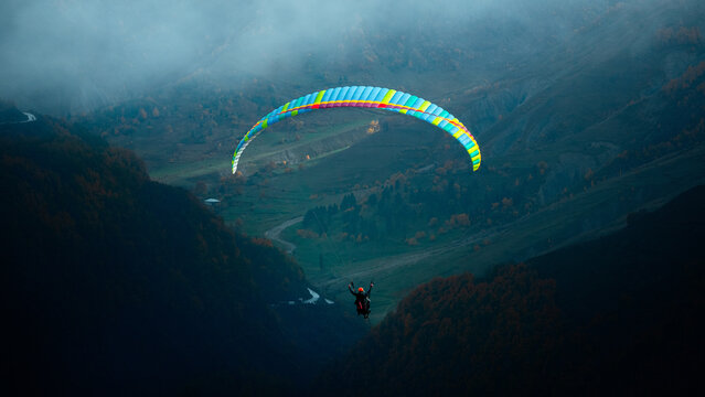Paragliding in Gudauri mountains in Georgia