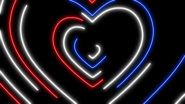 Neon Heart Design in Red White Blue.