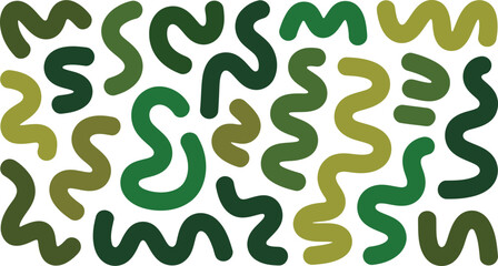 Organic flowing green and olive wavy lines on a clean white background