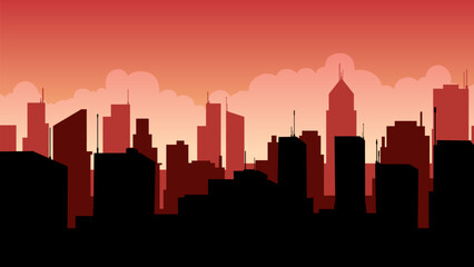 City landscape silhouette illustration with skyline buildings