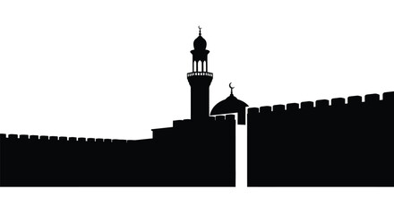 Ramadan Village Mosque Silhouette Icon