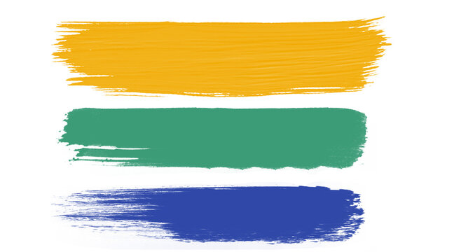 Set of three watercolor paint strokes in transparent PNG format