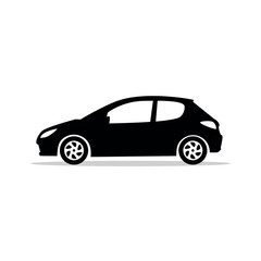 Black car silhouette icon. Side View. Vector illustration