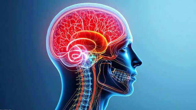 A video showcasing the human brain and nervous system in detail.