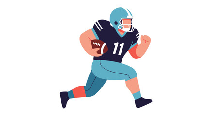 Dynamic Illustration of an American Football Player in Action, Running with the Ball