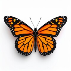 Obraz premium Monarch Butterfly With Orange and Black Wings Isolated Against White Background
