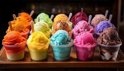 Colorful Ice Cream Cups - A Sweet Symphony of Flavors.