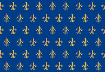Seamless pattern background of Fleur de lis with royal blue and gold colors © Formatoriginal