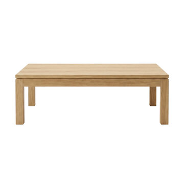 Modern rectangular oak wood coffee table isolated