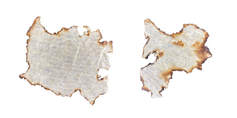 Obraz premium Burnt Paper Pieces with Ancient Magical Inscriptions, Historical Notes, Torn Paper Scraps, Singed Papyrus, Halloween Vibe, Old Books, PNG Format, Perfect for Posters, Events, and Presenta