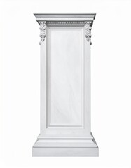 Obraz premium Classic White Marble Podium with Decorative Carvings on White Backdrop