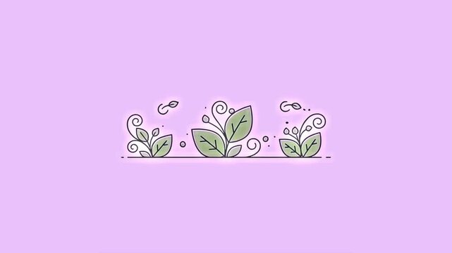 Green Plant Organic Growth Simple Leaf and Sprout, Eco Friendly Nature Divider Vector Illustration Animation