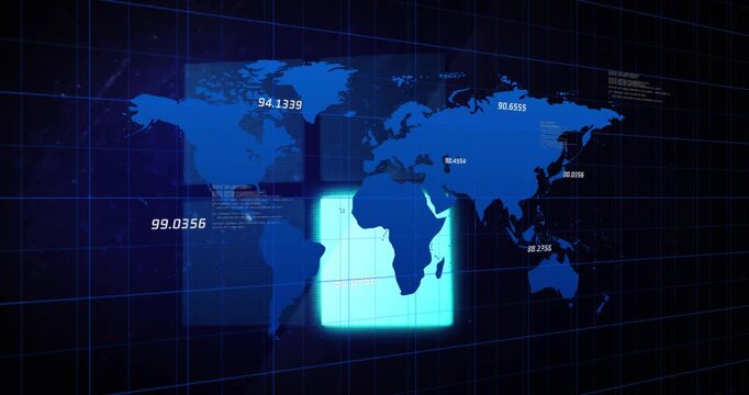 Cyan panel appearing and pulsing behind Americas, sliding on HUD while highlighting numeric labels